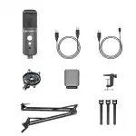 Audio Array USB Condenser Microphone for YouTube, Gaming, Meeting & Recording on Mac OS, Windows & PS 4/5 with Tripod, No Latency Monitoring, Gain Control & Mute Button with Microphone Stand & Pop Filter.(AM-C25)