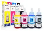 ANG T664 Refill Ink for Epsson L130, L360, L380, L361, L565, L210, L220, L310, L350, L355, L365, L385, L405, L455, L485 Printers (CYMK- 70g x 4)