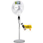 iBELL CLASSY P16 SB WHITE Pedestal Fan 5 Leaf with Remote and High Air Flow, 55W, LED Display, High Speed, Copper Motor