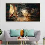 CREATIVEDECORE Emotional-Hypersensitivity-Man-His-Mind-Looks-Bridge-Clouds Wall Painting For Living Room, Bedroom, Office. | Size-(18x36)