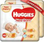 Huggies Baby Diapers 0 - 3 Months XS 22 Pieces |Pack of 2