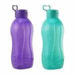 SOPL-OLIVEWARE Jumbo Water Bottle, Leak Proof & BPA Free Premium Plastic Bottle, 2 Litre, Sturdy with Holder, Pack of 2 (Purple & Blue)