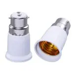 HIRU 2Pcs B22 to E27 Base Socket Ceramic Lamp Holder Light Bulb Adapter Plastic Light Socket