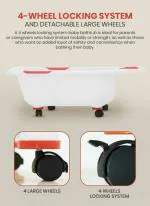 StarAndDaisy Baby Bath Tub with Temperature Sensor | Bathtub with wheels for New Born Baby Kids of 0 to 3 Years | Anti-Slip Kids Bathtub for Baby Shower (White & Pink)