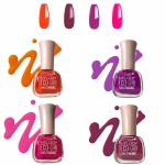 Comy Melody Nail Polish For Nail Art | Nail Paint Combo Pack of 4 Long Lasting | Smooth Application | Orange Plum Pink & Purple (13ML)