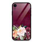 COVERS CART - Plum Floral Design Glass Back Case for iPhone XR