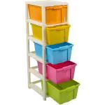 Joyful Studio 5 Xl(Extra large), Modular Drawer, Virgin Plastic for Home, Office, Parlor, School, Doctor, Home and Kids, Product Dimension when assembeled (31cmx39cmx98cm), Colour Multi color with Yellow