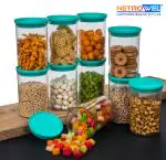 Netrowel Xcellent Unbreakable Airtight High Quality Transparent Plastic Storage Container Pack Of 10, Food-Grade, Bpa Free, Round, 900Ml, C-Green