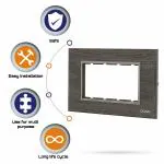 CONA 10504 Status Glassic 4 Modular Plate, Oak Wood - Pack of 2|4 Module Switch Plates|Cover Plate|4M Polycarbonate Switch Frame