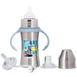 Adore Trion 3 in 1 Stainless Steel Sipper with Twin Handle 250ml- Matte Blue Transport