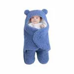 BUMTUM 3-in-1 Hooded Baby Soft Blanket Wrapper| Double Layered Swaddle For New Born Babies(Boys & Girls) 0-6 Months, Travel-Friendly (Dark Blue)