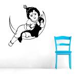 Decor Villa Wall Sticker ( Bal krishna on moon ,Surface Covering Area 23 x 25 Inch)