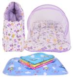 Kwitchy New Born Baby Boy's & Baby Girl's Bedding Combo Mosquito Net Bed Sleeping Bag & Plastic Sheets Set