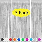 SpecialYou.in Foil curtain backdrop, Silver Metallic Tinsel fringe curtain 6ft*3ft Photobooth props for Birthday decoration, Wedding , Engagement Party, Baby Shower, Bachelorette, Christmas party Decoration pack of 3 Item