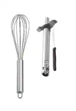 First Front Stainless Steel Regular Gas Lighter | Knife With Stainless Steel Whisk ,Steel Egg Beater and Multicolour, Pack of 2