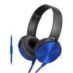 OM SHOPPE Extra Bass On-Ear Wired Headphones with Mic (Blue)