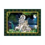 SHASWAT ART Beautiful Radha Rani with Krishna Painting Sparkle Coated Self Adhesive Wallpaper Without Frame Digital Reprint 16 inch x 22 inch Painting