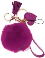 IACCESSORIES Fluffy Soft Faux Fur Pom Pom Tassel Heart Keychain for Girls - Cute and Stylish Bag Charm for Purses, Cars, Bikes, and Home Keys in Pretty Hot Pink