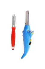 First Front Dolphine Shape Electric Gas Lighter With Stainless Steel Vegetable Peeler and Multicolour, Pack of 2