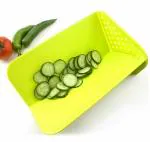 DeoDap Multifunction Foldable Plastic Chopping Board | Food Strainer Cleaning, Washing, Storage Draining Board | Kitchen 2 in 1 Chopping Board (Multicolor)