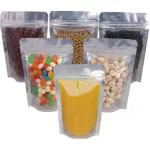 Pocheon - 70 Gm Capacity - 50 Pcs Silver Transparent Reusable Stand up Zip Lock Pouch