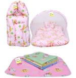 Kwitchy New Born Baby Boy's & Baby Girl's Bedding Combo Mosquito Net Bed Sleeping Bag & Plastic Sheets Set