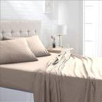 A Next Step Glace Cotton 240 Tc Satin Stripe/Lines Plain Supersoft King Size Double Bed Bedsheet With 2 Pillow Cover- Bedsheet For Living Room, Bedsheet For Hotels, Home Decor-108X108-Beige