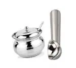 BLUE WONDER Stainless Steel Multipurpose Ghee Pot/Pickle Container with Spoon With Steel Ice Cream Scoop and (Multicolour, Pack of 2)