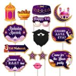 Festiko 13 Pcs Ramadan Mubarak Photobooth Props, Ramadan Selfie Props, Props For Eid, Eid Decorations, Ramadan Decorations