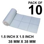 VCR 1.5 x 1.5 Direct Thermal Barcode Label Sticker - 1.5 x 1.5 inches - 38mm x 38mm - 2 Ups - 2000 Labels Per Roll - Pack of 10 Rolls - White Self Adhesive Barcoding Sticker 1 inch core