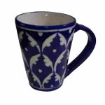 CRAFT PARK Blue Pottery Handmade Coffee&Tea Mug/Cup (250 ml)(Mug-CPM6)