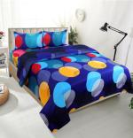 Homdazal Blue Microfiber Flat 120 Tc Double Bedsheet With Pillow Covers (Pack Of 3)