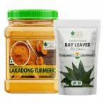 Bliss of Earth 500GM Organic Lakadong Turmeric Powder High Curcumin & 50GM Tej Patta Bay Leaves A1 Grade Zero Pin Holes & Zero Dust With Uniform Green Color