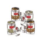 HAZEL Stainless Steel Mukhwas Container | See Through Small Containers for Kitchen Storage Set | Transparent Airtight Jars Set of 4 Pc, 170 ML