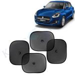 Kingsway Car Curtain Sticky Sun Shade Universal Use for Maruti Suzuki Swift, 2021 Onwards Model, Color : Black, Mesh, Pack of 4 Piece Car Sun Shades Blinds Cover