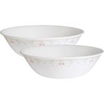 CORELLE Asia Collection Gold Series Blooming pink 950 ml Serving Bowl Pack of 2 Glass Serving Bowl (White, Pack of 2)