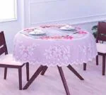 BALLEY Pink Floral Design 4 Seater Round Table Cover 40*40 inches