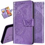 ClickCase Butterfly Embossing Series Faux Leather Magnetic Card Holder Wallet Kickstand Case Flip Cover For vivo V27 Pro 5G (Lavender)