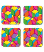 Whats Your Kick Pattern Design Colorful Dice Art Painting Design Unique Beautiful Pattern Design Printed Set of 4 Coaster With Metal Stand