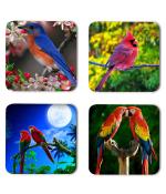 Whats Your Kick Birds Lover Beautiful Birds Printed Set of 4 Coaster With Metal Stand