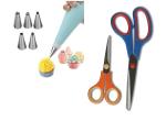 BLUE WONDER Cake Decorating 6 Pcs Nozzle with Multipurpose Use Double Scissor Set and (Multicolour, Pack of 2)