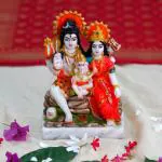 Chaque Decor Hand painted Shiva Family For Pooja Room Decoration (7Inch) (Multicolour)