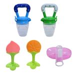 KUPEPE Baby Fruit Nibbler, Spoon feeder, Finger Brush, Baby Item ( Multicolor ) & Teether and Feeder (Gold)