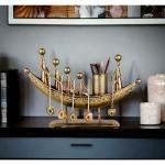 GHAR DECOR INDIA Iron Painted 5 Man in Boat Pen Holder Cum Showpiece, Pen Stand Rust Free Metal Handpainted Spoon and Pen Holder,Pen Stand for Study Table,Room,Office, Dining Table,Table Decor and Gifts Items