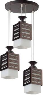 Vagalleryking Glass, Wood, Stainless Steel Black 3Light Squre Wooden Box With Glass Hanging Chandeliers Pendants Ceiling Lamp