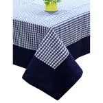 Kuber Industries Dining Table Cover 6 Seater|Table Cloth|Table Cover for Home, Restaurant|Cotton Checkered Design|Blue