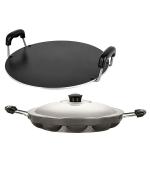 Nirlon 2 pcs of Red and Black Non-stick Aluminium Chemical Free Kitchenware Cooking Utensil Combo Set, Standard