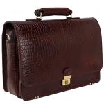 RICHSIGN Brown Leather Unisex Laptop Briefcase