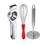DreamBasket Stainless Steel Lemon Squeezer & Egg Whisk & Potato Masher for Kitchen
