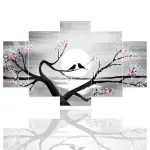 Masstone Love Birds Wall Painting for Bedroom | Painting for Living Room, Set of 5 (76 X 43 Cm) | Natural Scenery for Wall Decoration | Vastu Love Birds Painting | Wall Paintings